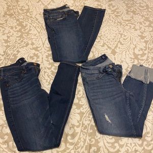 LOT OF 3 *** 2 HOLLISTER JEANS (one cropped) (5) (5R). 1 ABERCROMBIE (4S)